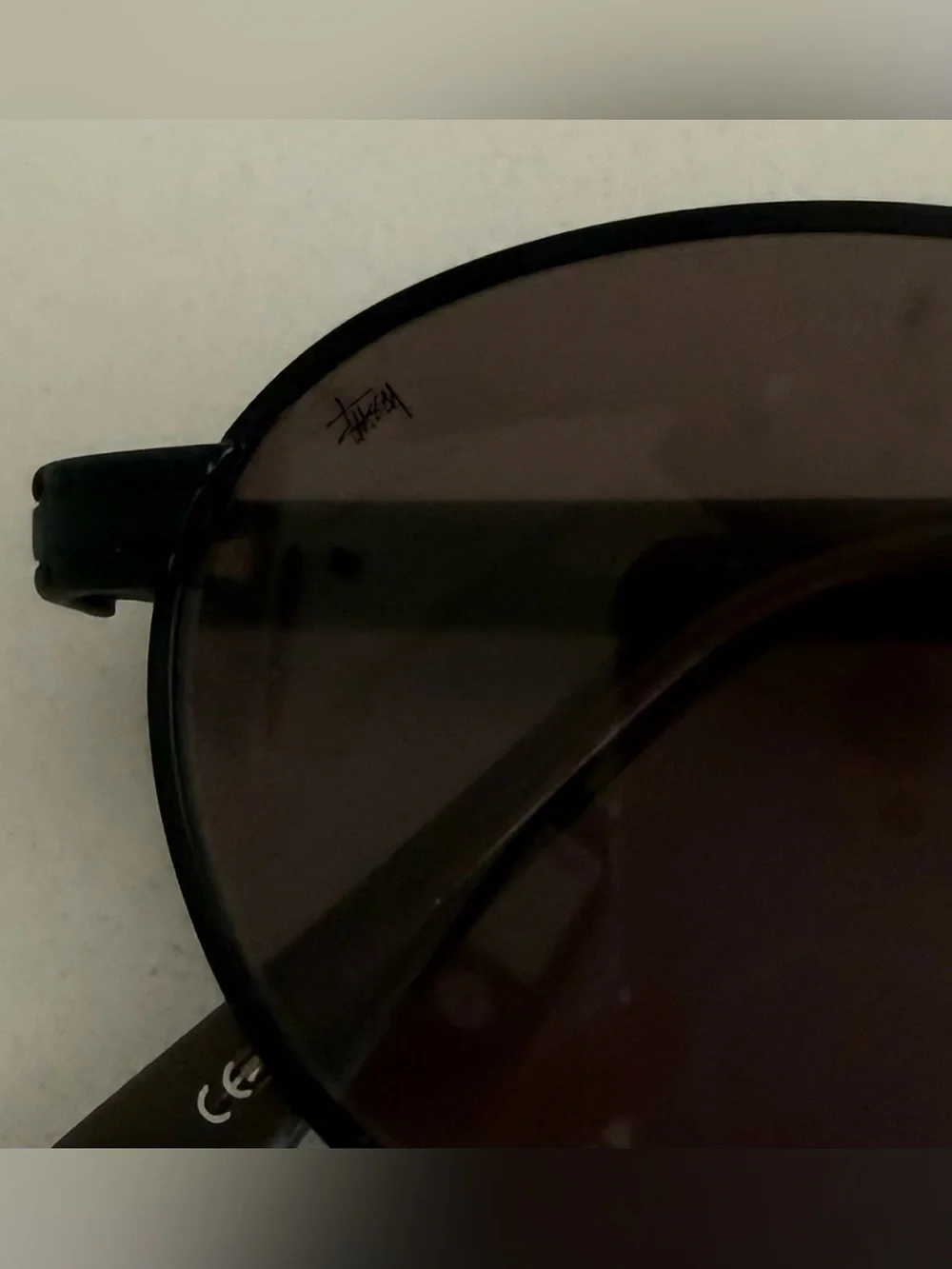 Vintage Stussy 1990s Round Oval Sunglasses Black Brown Logo Vera Bradley case